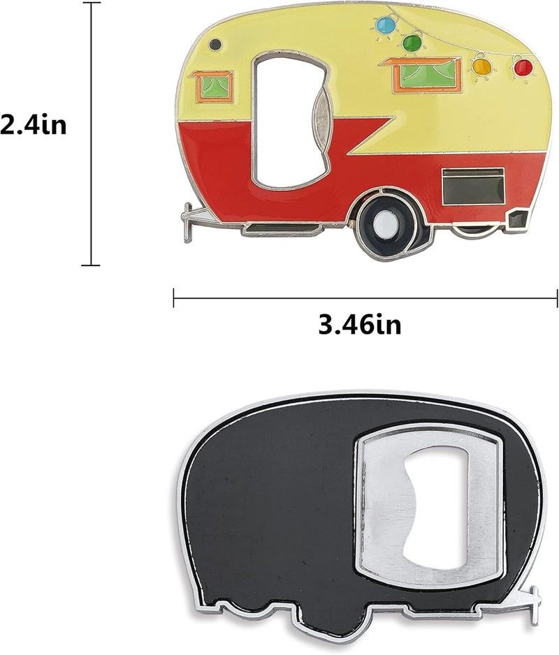 Haigoo Magnetic Bottle Opener with Cap Catcher, 2 Pack, RV Camper Bottle Opener, Zinc Alloy, Blue&Yellow - Image 4